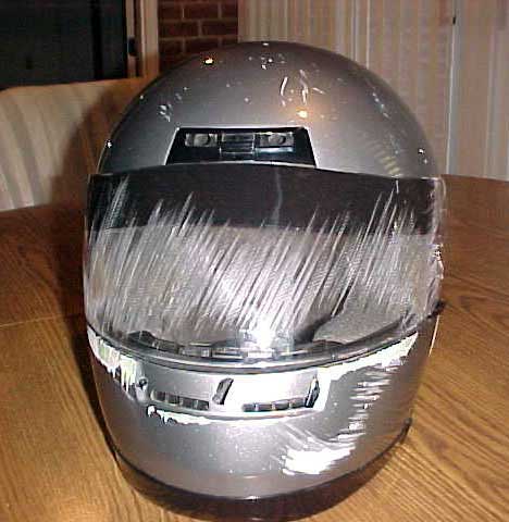 scraped helmet